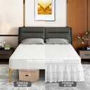 Queen Bed Skirt, Double-Layered Ruffled Eyelet Bed Skirt, Wrap-Around Elastic Dust Ruffle Queen Size with Gathered Styling and Embroidered Details, 14" Drop Length (White)