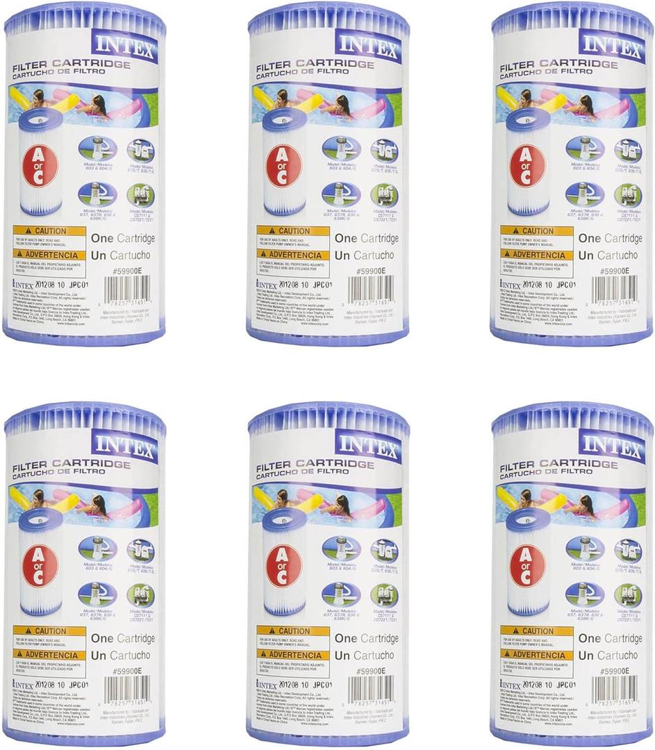 (Pack of 6) Intex 29000E/59900E Easy Set Pool Replacement Type A or C Filter Cartridge
