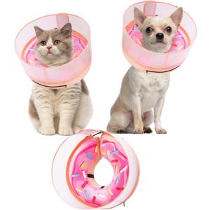 Inflatable Dog Cone Collar with Enhanced Anti-Licking, Soft Neck Donut for Dogs Cats, Recovery Pet Cone Collar After Surgery for Large Medium Small Dogs (Donut Pink2, Medium)