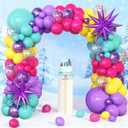 Pink Blue Purple Balloon Arch Kit Garland,130Pcs Hot Pink Metallic Purple Teal Yellow Balloons Confetti Balloons for Birthday Baby Shower Graduation Party Decorations Supplies