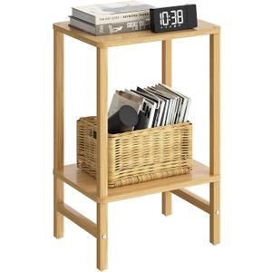 YUFAM Side Table End Table Tall Night Stand 2-Tier for Living Room Bedroom Bathroom Office Furniture Natural