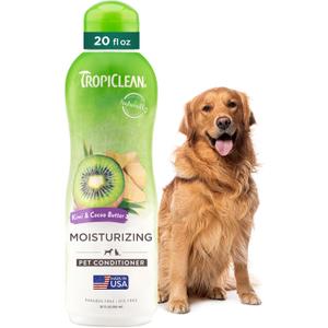 TropiClean Dog Conditioner, Easy Detangling & Moisturizing Conditioner, Puppy Safe, Made in The USA, Kiwi & Cocoa Butter Scent, 20oz. (0.16 Gallon (Pack of 1))