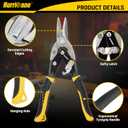 HURRICANE 10 Inch Aviation Tin Snips, Straight Cut Shears for Sheet Metal, Aluminum, Gutter & DIY Projects, Regular Straight Cutting Sheet Metal Cutter