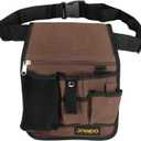 Garden Tool Pouch, Garden Tool Belt, Lightweight Tool Pouch with Pockets and Zipper, Utility Belt Canvas Tool Bag with Adjustable Waist Belt, Waist Tool Bag Apron for Women Men (Brown (Detachable))