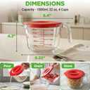 NutriChef 4 Cups Glass Measuring Cup with Lid (34 oz) - Heat-Resistant Borosilicate Liquid Measure Cup with Easy-Read Scale for Cooking, Baking and Food Storage, Dishwasher and Freezer Safe