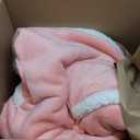 Bedsure Blanket Hoodie, Wearable Blanket Hoodie as Gifts for Mom, Birthday Gifts for Women Kids Teens Sherpa Sweatshirt, Mellow Rose, Small