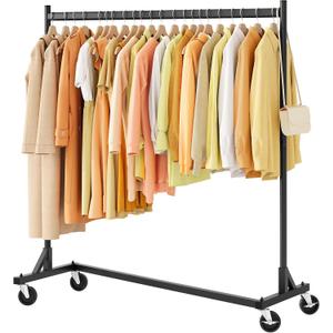 Hoctieon Z Rack, Rolling Clothes Racks with Z-Base, Heavy Duty Garment Rack, Clothing Racks for Hanging Clothes, Sturdy Metal Hanging Holder, Clothes Organizer Rack, Black