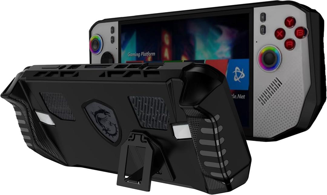 Protective Case for MSI Claw A8 BZ2EM 8-inch 2025 - TPU Cover with Fixed Kickstand & Cooling Vents, Compatible with Ryzen Gaming Handheld (Matte Black)