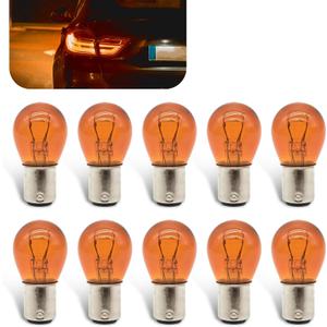 10 PCS Car 1157 P21/5W S25 BAY15D Bulb, Double Tail High and Low Brake Lamp Turn Signal Light Bulb LongerLife Replacement, Universal Halogen Brake Tail Lamp Parking Light (Amber)