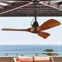 3 Blades Wood Outdoor Ceiling Fan for Patios, Farmhouse Rustic Ceiling Fans, 42" Plug-in Wet Rated Outdoor Gazebo Fan for Exterior House Porch Patio, Waterproof,F248 (42IN-Not Light)