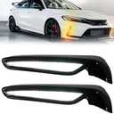 GEEGEETOP Switchback White/Amber LED Front Fog Lamp DRL Amber Sequential Turn Signal Light Compatible with Honda Civic Type R 2023 2024 2025 Replacement Front Bumper Trim