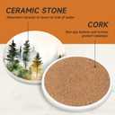 2 x Forest Pattern Coasters Set of 6 with Holder and Cork Base-4in Absorbent Ceramics Coaster for Tabletop Protection Drink Coasters - Coffee Table, Home Decor-Housewarming Gifts for New Home