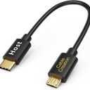 CableCreation Short Micro USB to USB C Cable 0.65 FT, USBC to MicroUSB OTG 480Mbps Cord for Wall Chargers, MacBook Pro Air Galaxy S22 S21 Pixel 5/4/3 & More, 0.2M Black