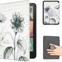 CoBak Case with Fold-Back Magnetic Cover for 7" Kindle Paperwhite 12th Gen 2024 and Kindle Colorsoft - for PopSockets Grip, Compatible with iPhone MagSafe and Anker Wireless Charging Pads, Auto Wake (Sketch Sunflower)