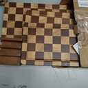 Checkerboard Cutting Board 3-PC Set, Solid Wooden Chopping Board, Acacia Wood Cutting Board for Kitchen with Holder with Deep Juice Grooves & Built-in Handles, for Meat, Vegetables and Fruits, 3-piece Set