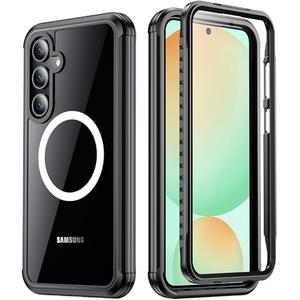 Temdan for Samsung Galaxy S24 FE Case, [Built-in Glass Screen Protector][Compatible with Magsafe][Full Body Shockproof][Work with Fingerprint ID] Heavy Duty Protection Phone Case for S24 FE 6.7"