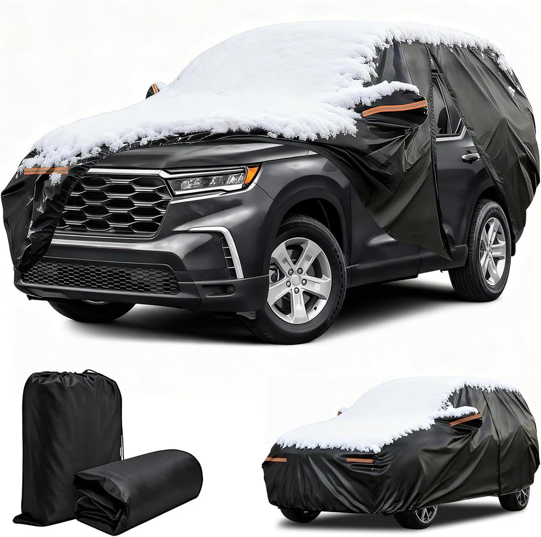 Winter Car Cover for Honda Pilot 2003-2025, Heavy Duty SUV Full Car Cover Waterproof All Weather Outdoor for Hail Snow Ice Rain Sun UV Dust Protector, with Driver Side Zipper & Reflective Strips