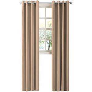 LA PALMA Thermal Insulated Blackout Darkening Grommet Living Room Curtains Window Drapes for Bedroom Pack of 4 Panels 52x90