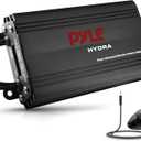 Pyle Hydra Marine Amplifier - Upgraded Elite Series 800 Watt 4 Channel Micro Amplifier - Waterproof, GAIN Level Controls, RCA Stereo Input, 3.5mm Jack, MP3 & Volume Control (PLMRMP3B), Black