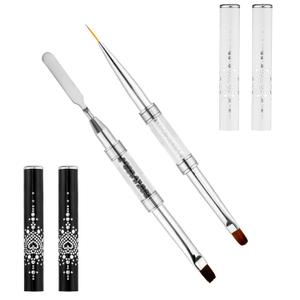 2 x 2pcs Hard Gel Nail Brush, Premium Nylon Builder Gel Art Brushes for Nails French Manicure Design Brush Easy To Use And Clean Nail Hard Gel Brushes Tool for Home And Professional Nail Salons