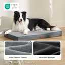Bedsure Memory Foam Dog Beds Large Sized Dog, Orthopedic Crate Pads, 35x22 | Dual-layer Foam Mat for Optimal Support,Comfy Plush Flannel Fleece Pet Pillow , Removable Washable Cover, Nonslip Bottom，Grey