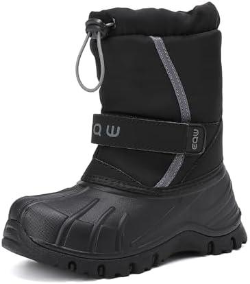 EQW Kids Snow Boots Waterproof Winter Boots for Boys & Girls Slip-on Warm Fur Lined Non-Slip Insulated Ankle Shoes 29
