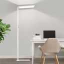 80" LED Floor Lamp Modern, 7500LM Dimmable Eye-Care Tall Reading Light, 100W Full Spectrum Dual Light Source Standing Piano Lamp 4000K Bright Lighting for Office, Home - White