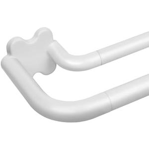 Long Double Curtain Rods for Windows, USFOOK Blackout Wrap Around Curtain Rod 32 to 115, 3/4 Inch Heavy Duty Dual Curtain Rods for Living Room, White
