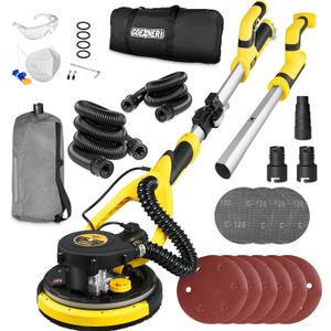 Drywall Sander, Powerful Electric Drywall Sander with Vacuum, 99% Dust Absorption Dust-free Design, 7 Variable Speed 900-1800RPM, 26' Power Cord, LED Light, for Popcorn Ceiling etc (Orange)