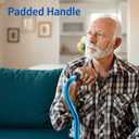 Medline Gel Grip Aluminum Cane with Offset Handle, Adjusts 29–38”, 300 lbs. Capacity, Blue — for Men & Women with Foot & Leg Injuries, Mobility, 1 Ct.