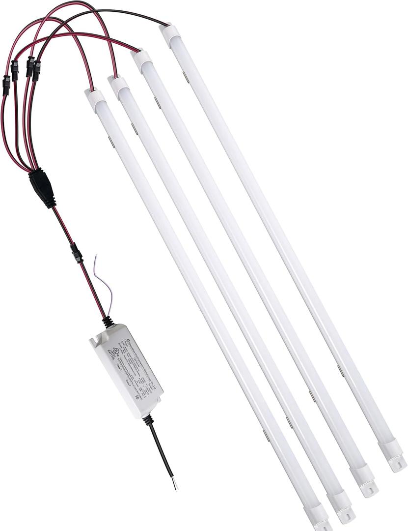 Magnetic Mount 4FT LED Retrofit Kit,72W 2X4FT(1 Driver & 4 LED Strips),150LM/W,4000K Natural Light,0-10V Dimmable,T8 T10 T12 Replacement kit for Troffer, Quick Easy Install