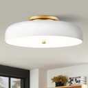 Dimmable LED Ceiling Light, White and Gold Light Fixture, Mid-Century Semi Flush Mount Ceiling Light 5CCT 2700K-6000K Ceiling Lamp for Laundry Room Kitchen, Bedroom, Hallway(15.8in)