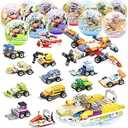12Pcs Pre Filled Easter Eggs with Mini Buildable Vehicles Building Blocks, Car Egg Surprise Toy for Easter Egg Hunt, Easter Basket Filler, Easter Basket Stuffers, Easter Party Favors School Prize Toys