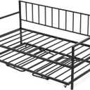 VEVOR Twin Size Daybed Frame, Height Adjustable Day Bed with Trundle, Heavy Duty Metal Platform Bed Frame with LED Light and Charging Station, Twin Daybed with Metal Slats for Living Room, Bedroom