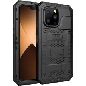 Marrkey Waterproof Case for iPhone 14 Pro Max 6.7 inch, Heavy Duty Shockproof Dustproof Metal Durable Case with Built-in Screen,360 Full Body Protection Rugged Military Grade Defender - Black