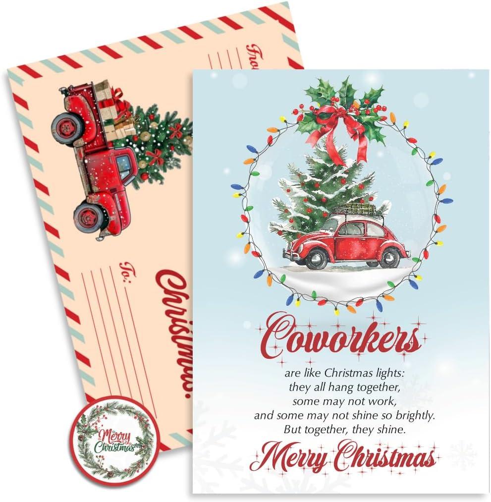 10 x Christmas Card for Coworkers, Coworker Colleague Merry Christmas Greeting Card with Envelope and Seal, Xmas Gift for Colleague, Friends, Work Friend