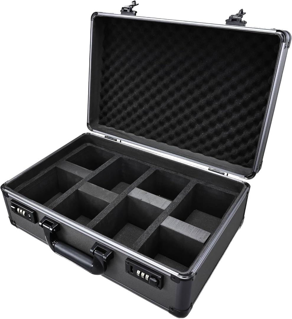 Boldblox XLarge 4Row Graded Card Storage Box with Combo Lock Secure Organizer for Graded Card Slabs, Toploaders, and Sports Trading Cards Gunmetal Gray