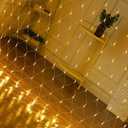 198 LED Warm White Net Lights Outdoor Mesh Lights 9.8ft x 6.6ft for Garden, Lawn, Shrubs, Party, Wedding, Christmas Decorations, 8 Modes & Memory Function, Connectable, Clear Wire-Warm White