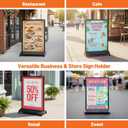 Heavy Duty Rolling Sidewalk Sign 24x36 Inch - Double-Sided Sandwich Board Poster Stand with Wheels, Slide-in Floor Standing Sign Holder Stand for Outdoor Business Advertising (Frame only)