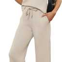 SAMPEEL Two Piece Sets for Women Summer Vacation Travel Outfits Business Casual Outfits Matching Sets Women Clothing (Large, Beige)