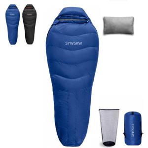 Down Sleeping Bag with Pillow for Backpacking,15 5 0 Wide Down Sleeping Bag (86.6 in x 33.5 in) for Adults,Youth Camping and Hiking Outdoor with 680FP Duck Down