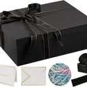 Rinrda Extra Large Gift Box 16.5x13x5.5 inches,Black Gift Boxes with Lids for Presents,Perfect for Birthday,Valentine's Day,Christmas,Anniversaries,Contains Card,Ribbon,Shredded Paper Filler., 1 count