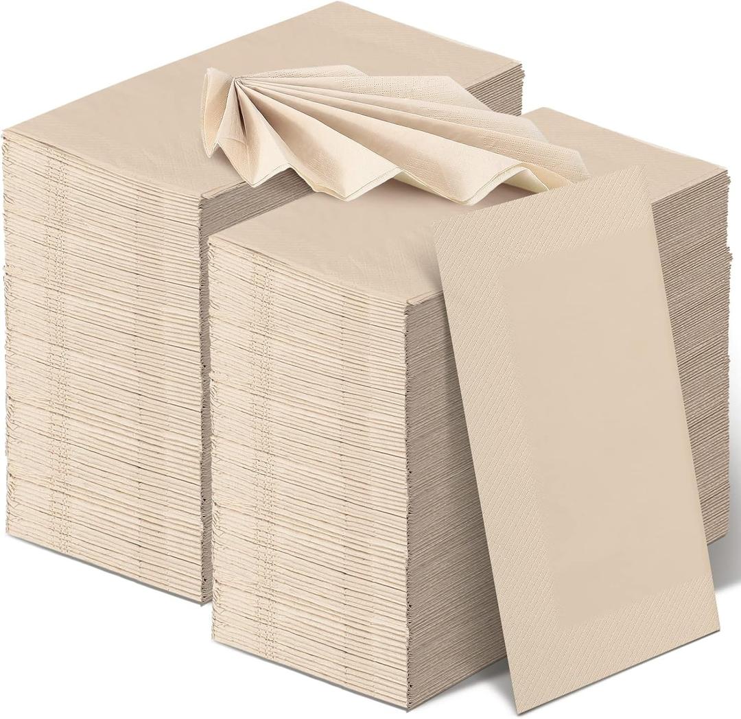 WILLBOND 100 Packs Disposable Paper Napkins Bulk Bamboo Paper Towels Disposable Hand Towels for Bathroom Eco Unbleached Brown Dinner Napkins