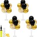 Black and Gold Party Decorations Balloon Stand Table Centerpieces for Birthday Wedding Retirement Anniversary Father's Day Halloween New Years Graduation Decorations 2025