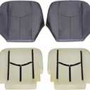 NLQR #69C Gray Driver & Passenger Side Bottom Replacement Cloth Seat Covers & Foam Cushions Compatible with Chevy Silverado GMC Sierra 1500 2500HD 3500HD 2003 2004 2005 2006 2007