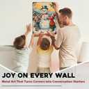 Snowman & Children Christmas Metal Wall Art for Living Room Above Fireplace and Beside Christmas Tree Winter Home Decor 12x16inch