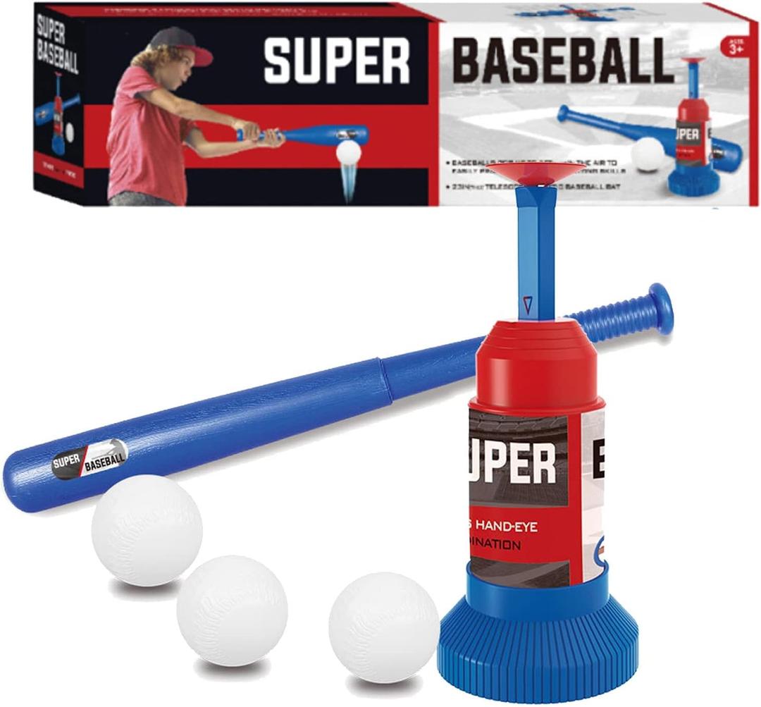 Little Bado Kids Baseball Tee, T Ball Set for Kids and Toddlers, Includes 3 Balls, Teeball Batting Tee, Outdoor Sport Toy Tball Games for Boys & Girls, Ages 3-12 Years