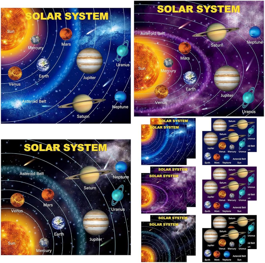 24 Set 48 Sheets Planet Craft Kits Waterproof Space Stickers DIY Make Your Own Solar System Stickers for Crafts Reward Game Activities