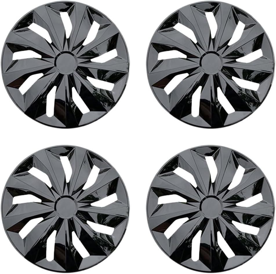 Hubcaps Wheel Cover Replacement Size R14 Hub Cap Universal-Fit Steel Wheels Rims Cover ABS Tire Caps for Most Car Truck Sedan SUV -Set of 414-inch, Black
