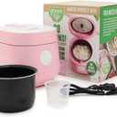 GreenLife Digital Rice Cooker, 2-Cups Uncooked/4-Cups Cooked, Removable Nonstick Ceramic PFAS-Free Pot, One-Touch Presets, Oats, Quinoa, Brown Rice, Auto Keep Warm, Fuzzy Logic Tech, 1.5QT, Pink